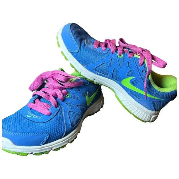 Nike Revolution 2 MSL Running Shoes – Periwinkle Blue/Lime/Pink – Women’s 6.5 - Picture 3 of 9